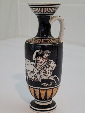 Small Antique Vintage Greek Oil Decanter or Bud Vase Pitcher